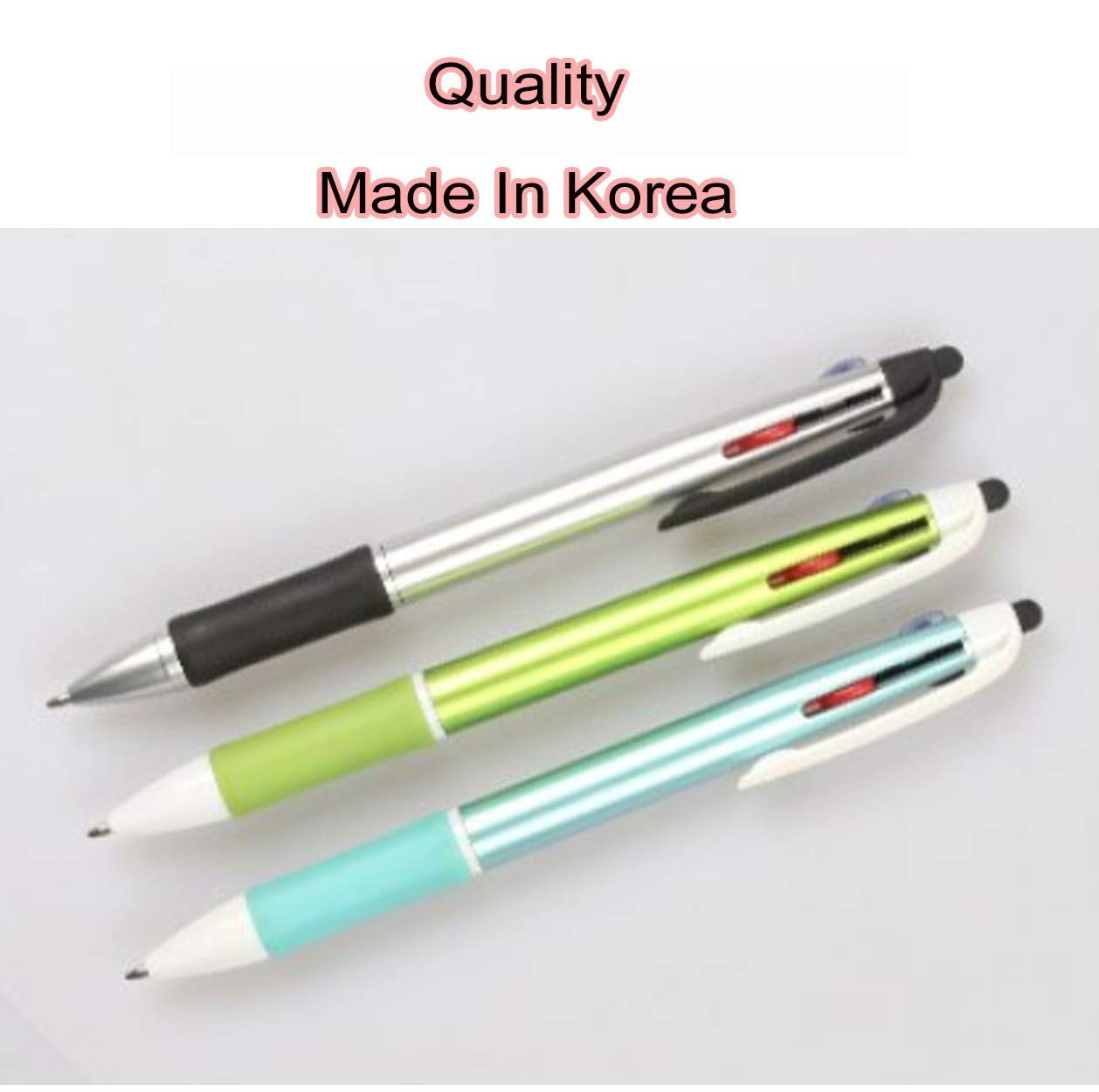 FEELLUCK Trident 3-in-1 Stylus Pen - 1.0mm Ballpoint & Gel Ink Pen with Touchscreen Tip (12-Pack, Grey) - Compatible with iPad, iPhone, Tablet - Perfect for Note-Taking, Drawing & Digital Signatures - Made in Korea