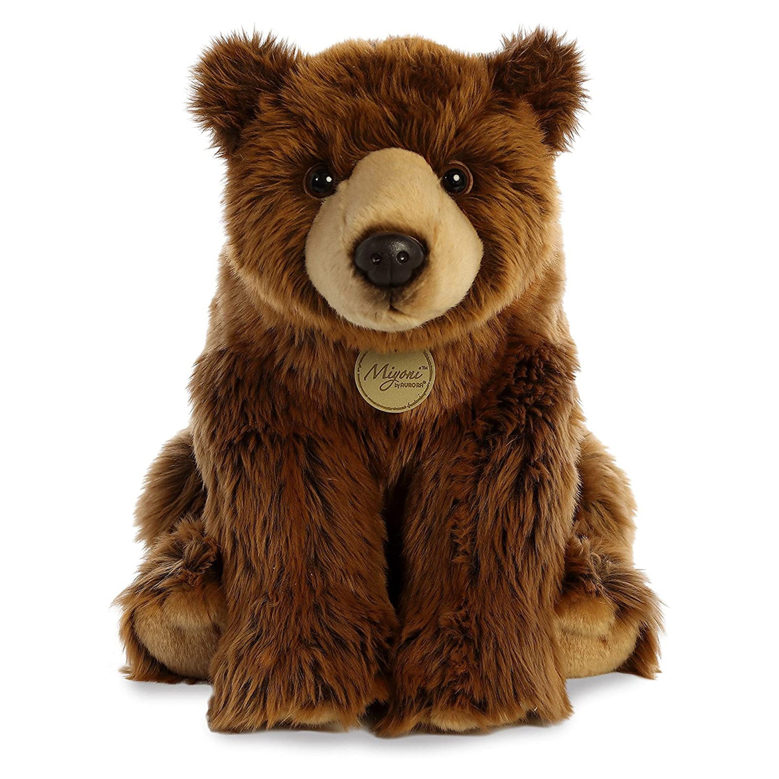 Aurora Miyoni Grizzly 15 Inch Soft Plush Stuffed Animal Toy - Perfect for Kids' Bedroom Decor, Cuddling, and Gift Giving