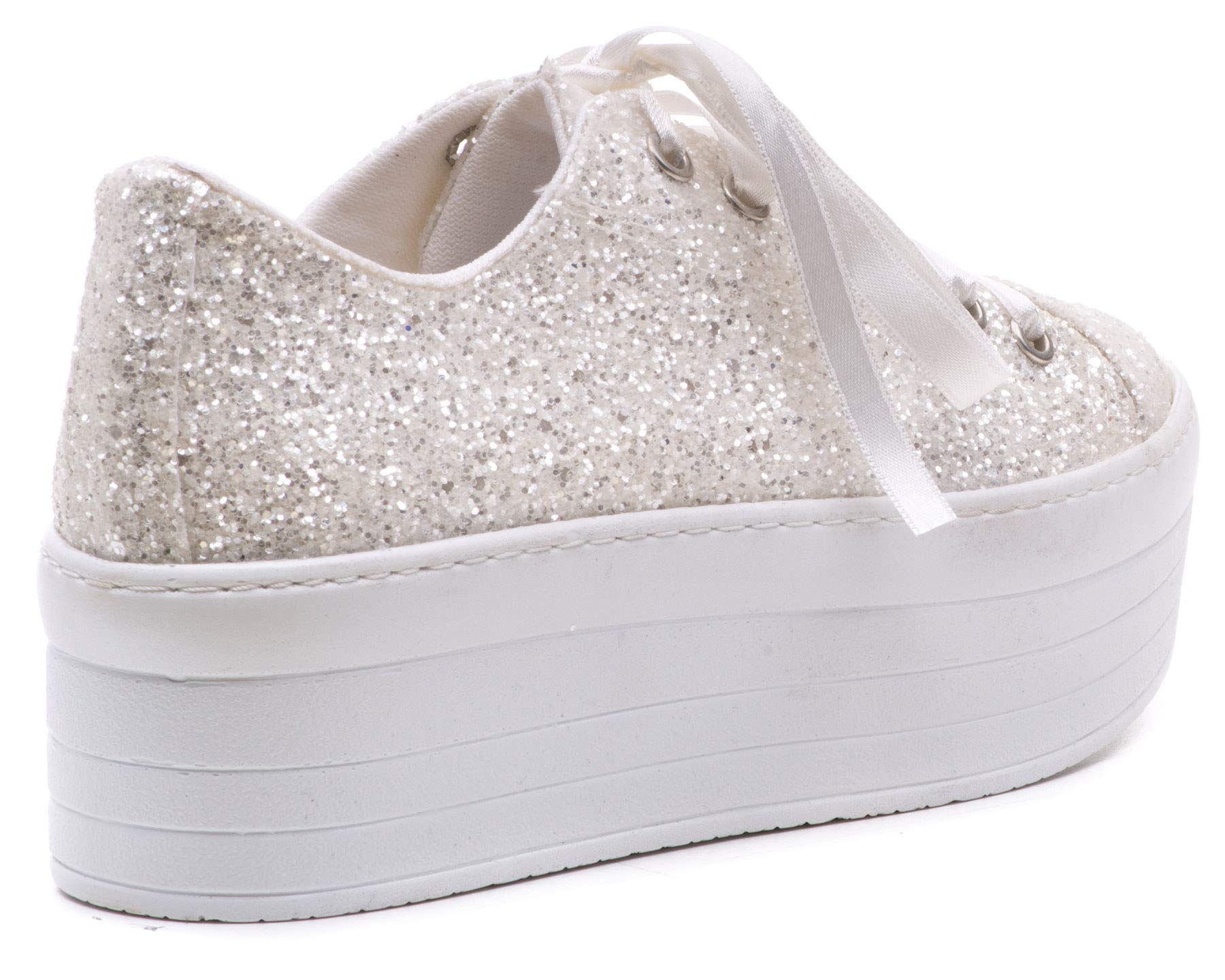 Custom Bridal Wedding Sneakers for Bride – Lace Platform Tennis Shoes with Flat Sole – Size 8 US (38.5 EUR) – Perfect for Wedding Ceremony, Reception & Honeymoon Getaway