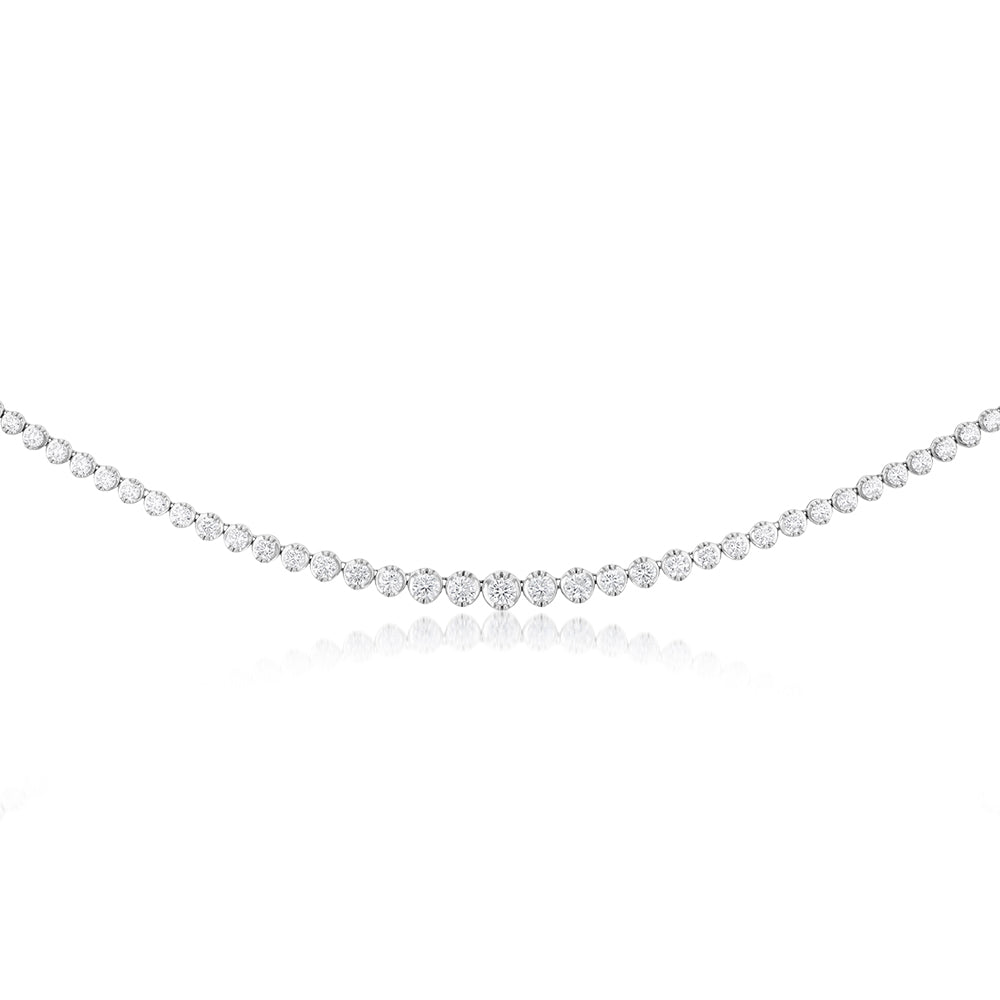 14K White Gold 10 Carat Diamond Necklace with 111 Brilliant Cut Diamonds - 43cm Chain Length for Women - Perfect for Weddings, Anniversaries & Special Occasions