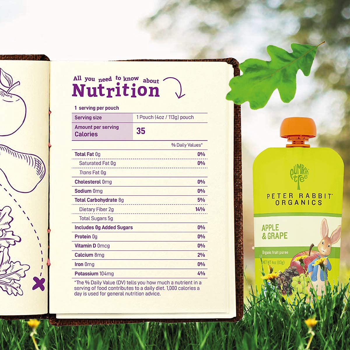 Organic Peter Rabbit Puree - Apple Grape Baby Food, 4 oz Pouch | Healthy Snack for Toddlers & On-the-Go Feeding