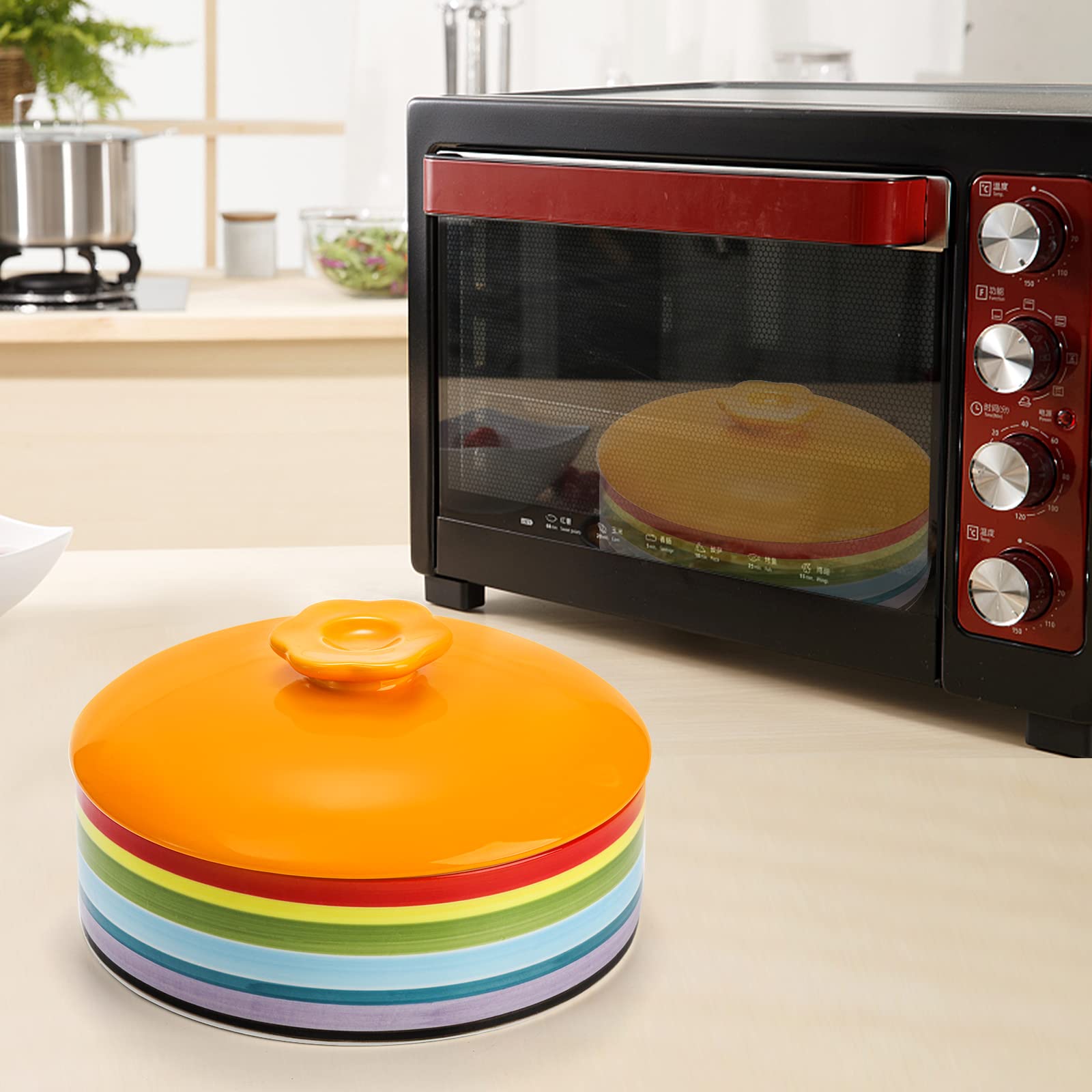 Lyellfe 8.5 Inch Ceramic Tortilla Warmer with Lid - Microwave & Oven Safe Tortilla Keeper for Tacos, Burritos & Fajitas - Holds 12 Tortillas Perfect for Taco Tuesday, Mexican Parties & Family Dinners