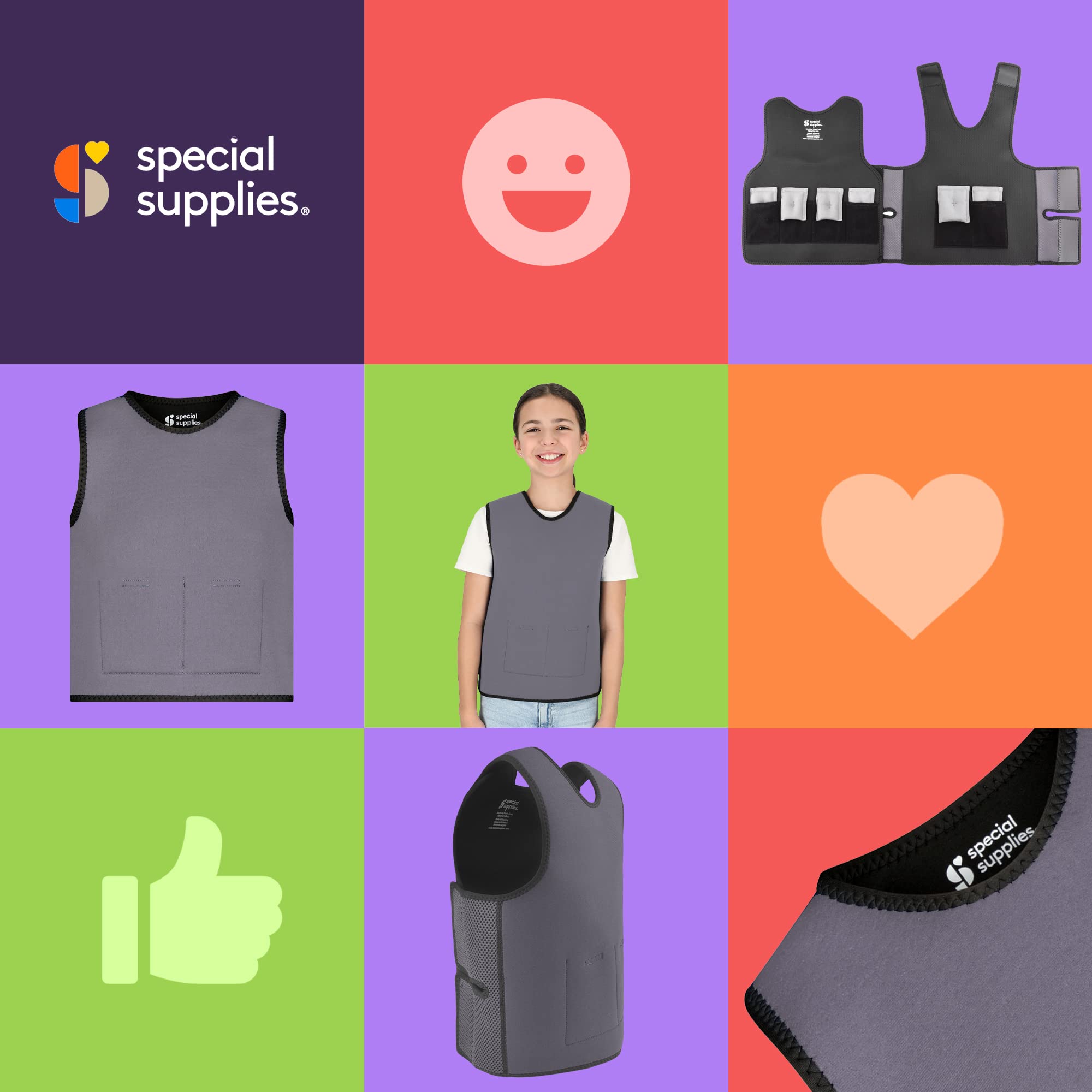 Weighted Sensory Compression Vest for Kids - Adjustable Weight Fit for Autism, ADHD & Anxiety Relief - Comfortable & Calming for School, Therapy & Home Use