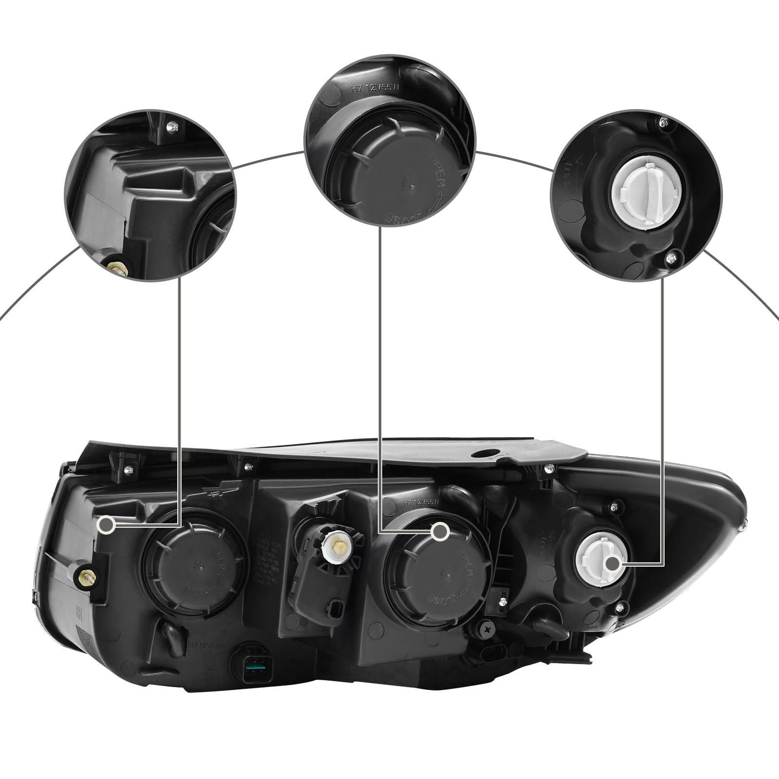 Gdrasuya10 Pair of Projector Headlights for Hyundai Santa Fe 2007-2012 - Driver & Passenger Side Headlamp Assembly Replacement - Perfect for Night Driving & Off-Road Adventures