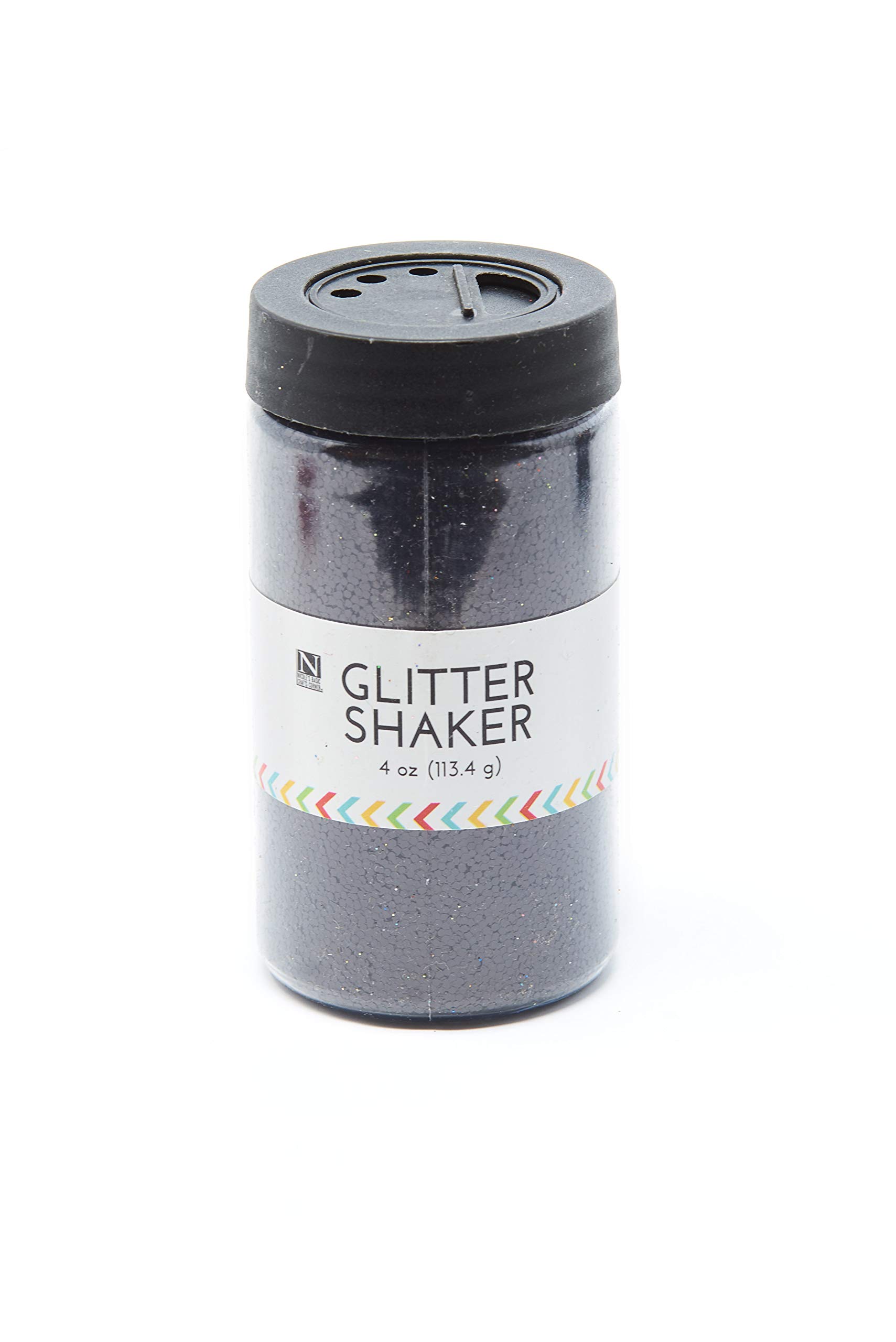 4 Oz Non-Toxic Glitter Jar with Shaker Top - Sparkling Black Glitter for Slime Making, DIY Crafts, Nail Art & Home Decor - Reusable & Easy to Use for Kids & Adults