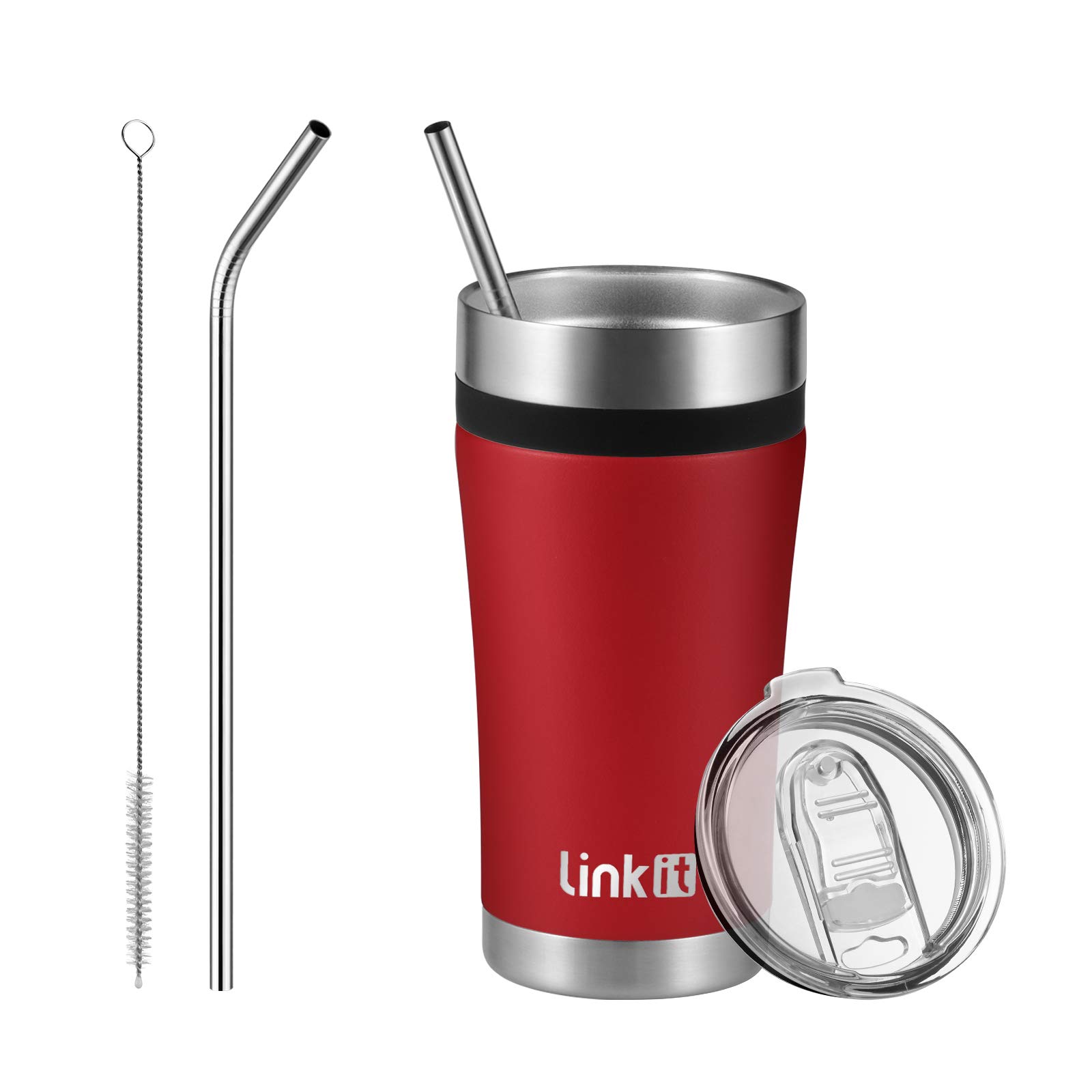 20oz Stainless Steel Vacuum Insulated Tumbler with Straw & Lid - Double Wall Travel Coffee Mug - Keeps Drinks Hot 6 Hours & Cold 24 Hours - Leakproof & Easy to Clean - Fits Most Car Cup Holders - Perfect for Office, Gym, Hiking & Road Trips