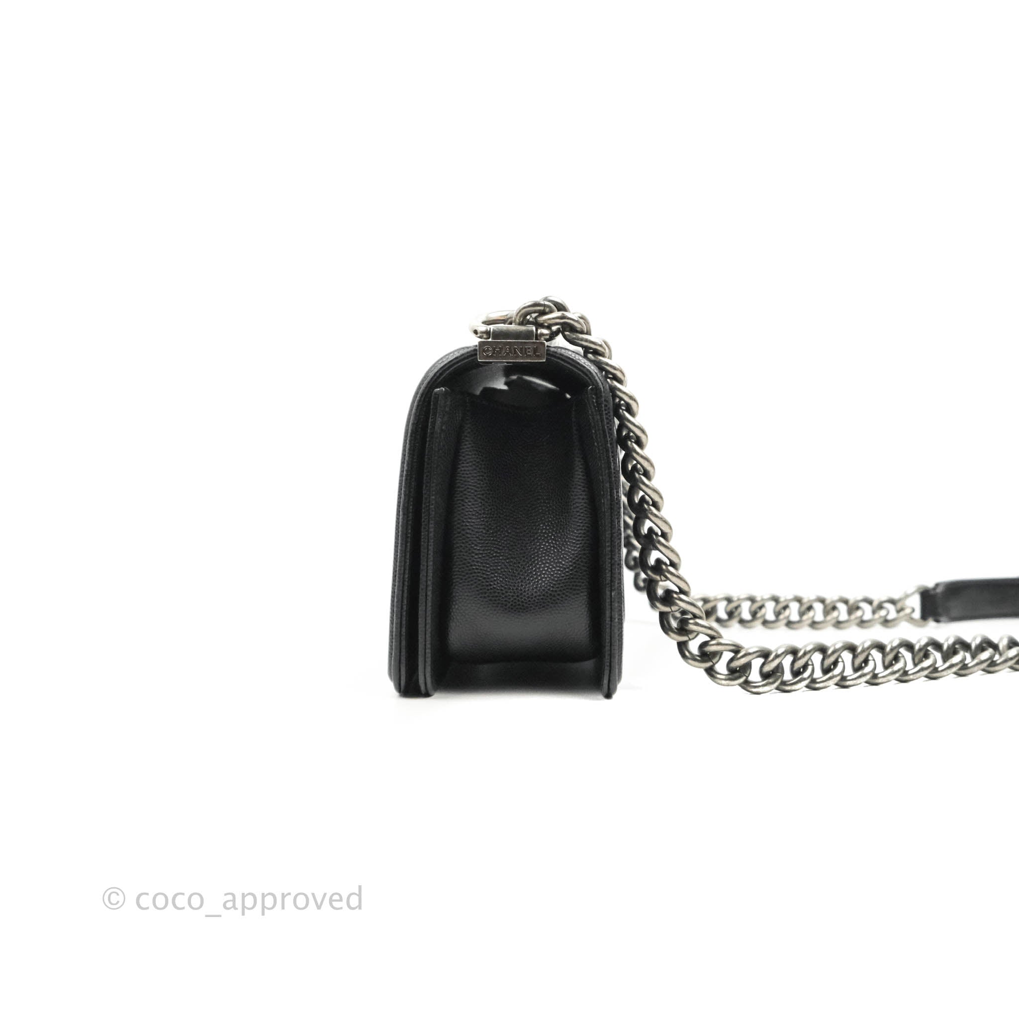 Chanel Boy Small Handbag - Black Caviar Leather with Ruthenium Hardware | Luxury Crossbody Bag for Women, Perfect for Evening Events & Daily Use
