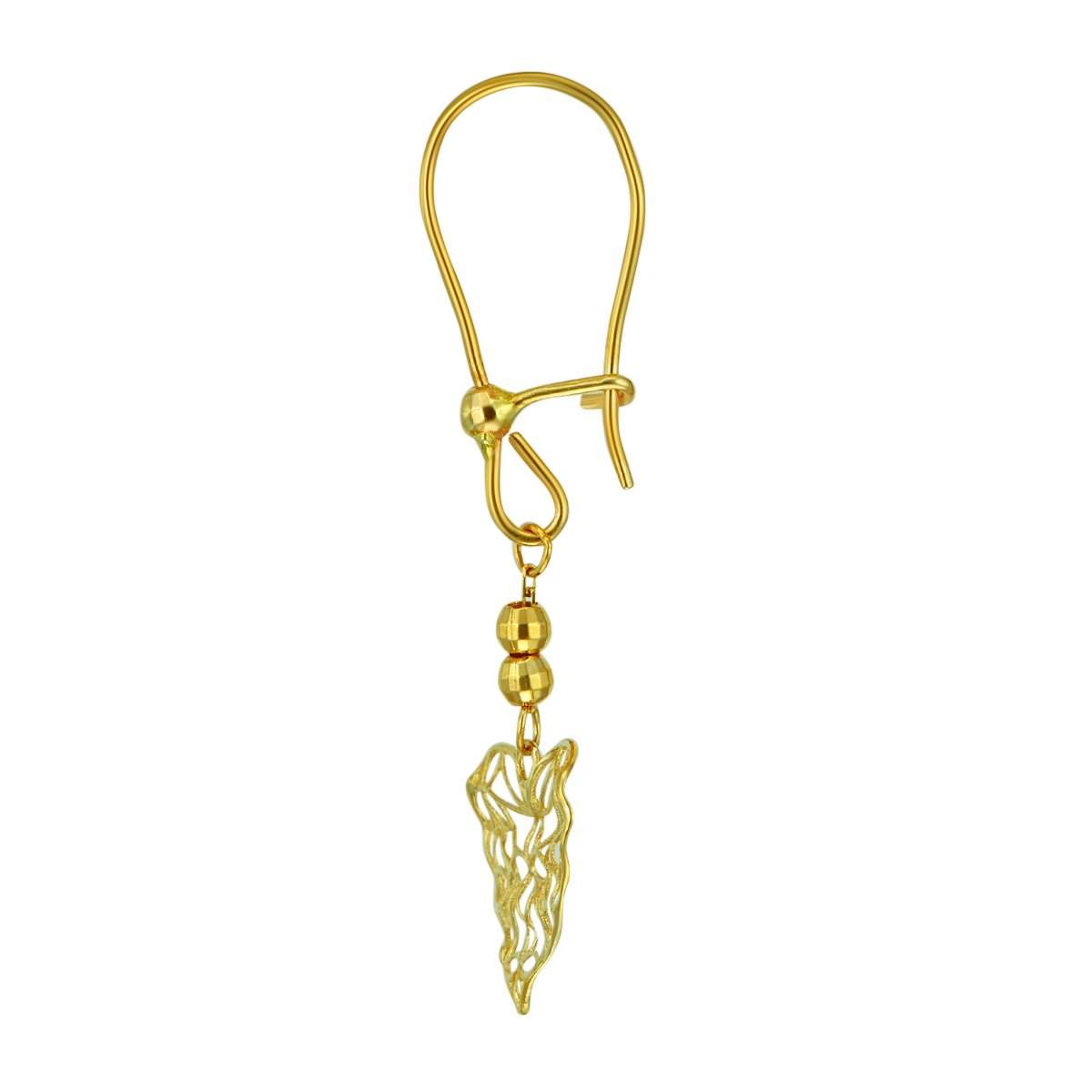 Wellingsale 14k Yellow Gold Open Heart Fish-Hook Earrings for Women - Elegant Polished Dangle Earrings 11.7x13.7mm - Perfect Gift for Valentine's Day, Anniversary & Special Occasions