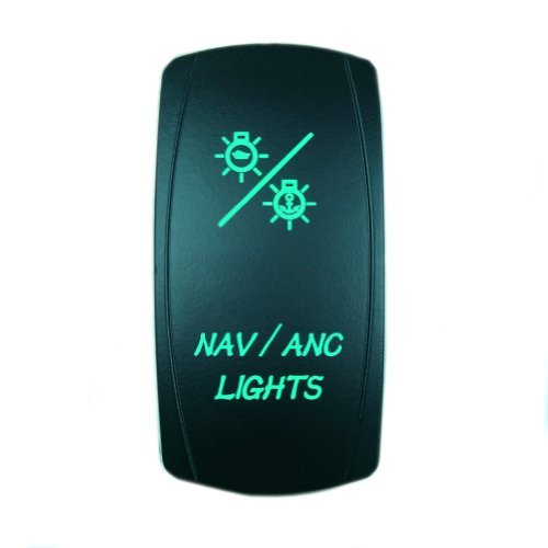 STVMotorsports Laser Green Rocker Switch 20A 12V ON/OFF LED Light for Boat, Truck & Off-Road Vehicles - Perfect for Navigation and ANC Lights Installation