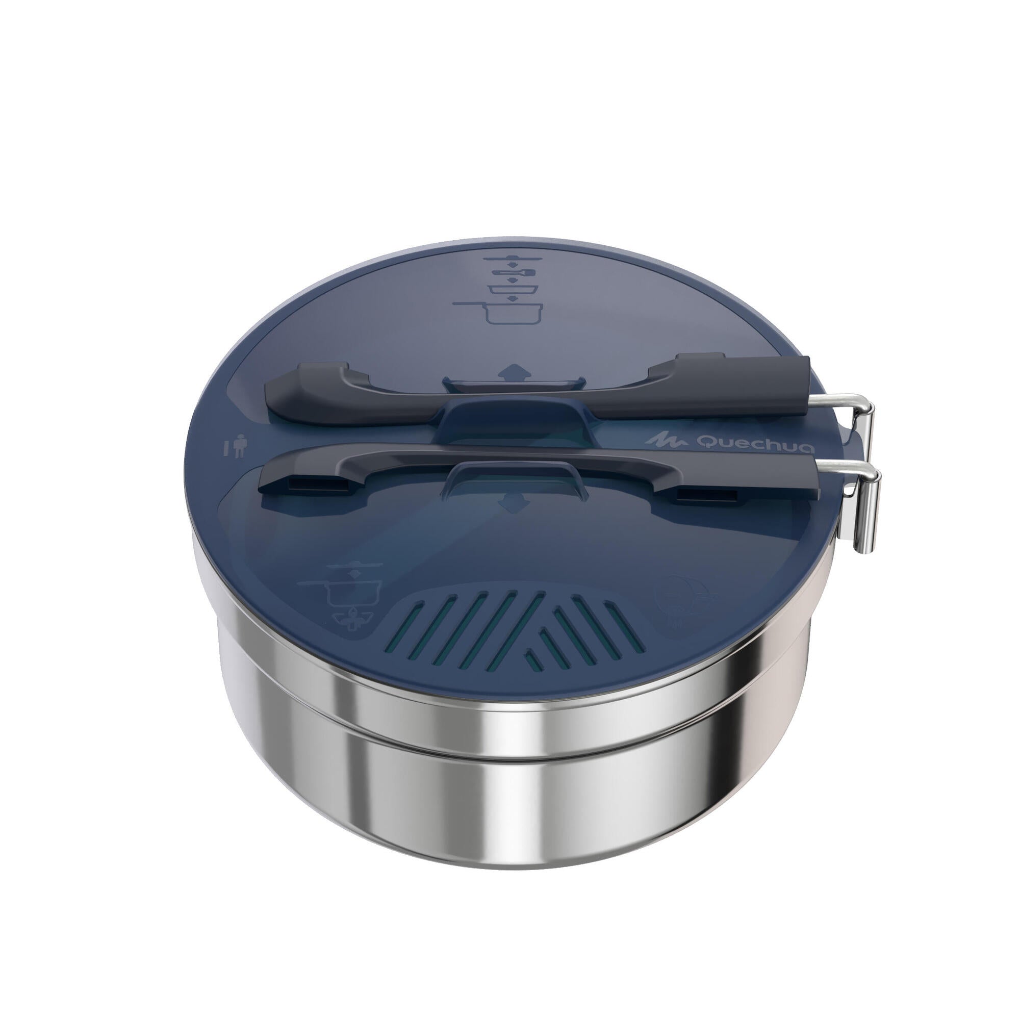 Quechua MH100 1.1L Lightweight Stainless Steel Camping Cookset - Compact Cooking Pot for Backpacking, Hiking & Outdoor Adventures