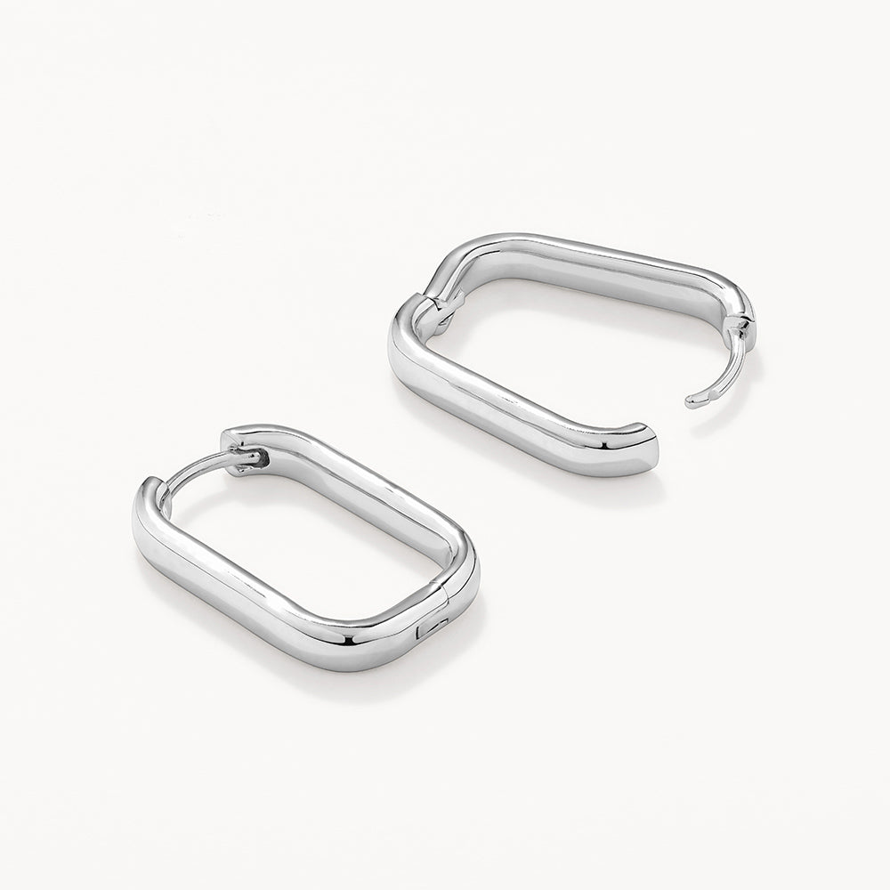 Silver Midi Paperclip Earrings for Women - Trendy Minimalist Hoop Earrings for Everyday Wear & Gift Giving
