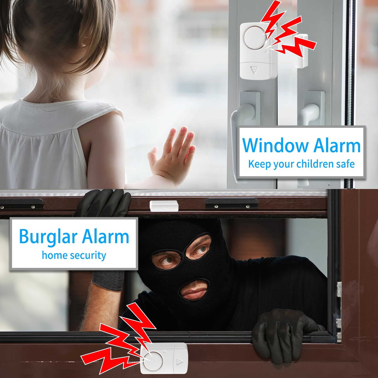 120DB Door Window Alarm Sensor for Home & Pool Safety, Kids Protection, Ideal for Windows, Doors, and Patio Security