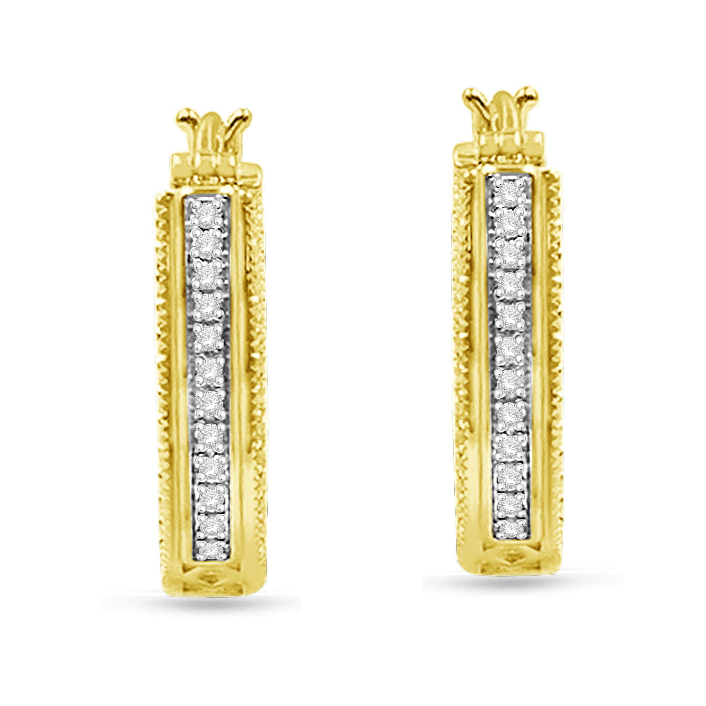 Natalia Drake 1/10 Cttw Diamond Filigree Hoop Earrings - 925 Sterling Silver Women's Jewelry for Everyday Wear & Special Occasions