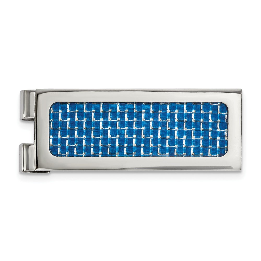Premium Stainless Steel Money Clip with Blue Carbon Fiber Inlay - Slim Wallet Alternative for Men | Perfect for Cash, Cards & Everyday Carry (EDC)