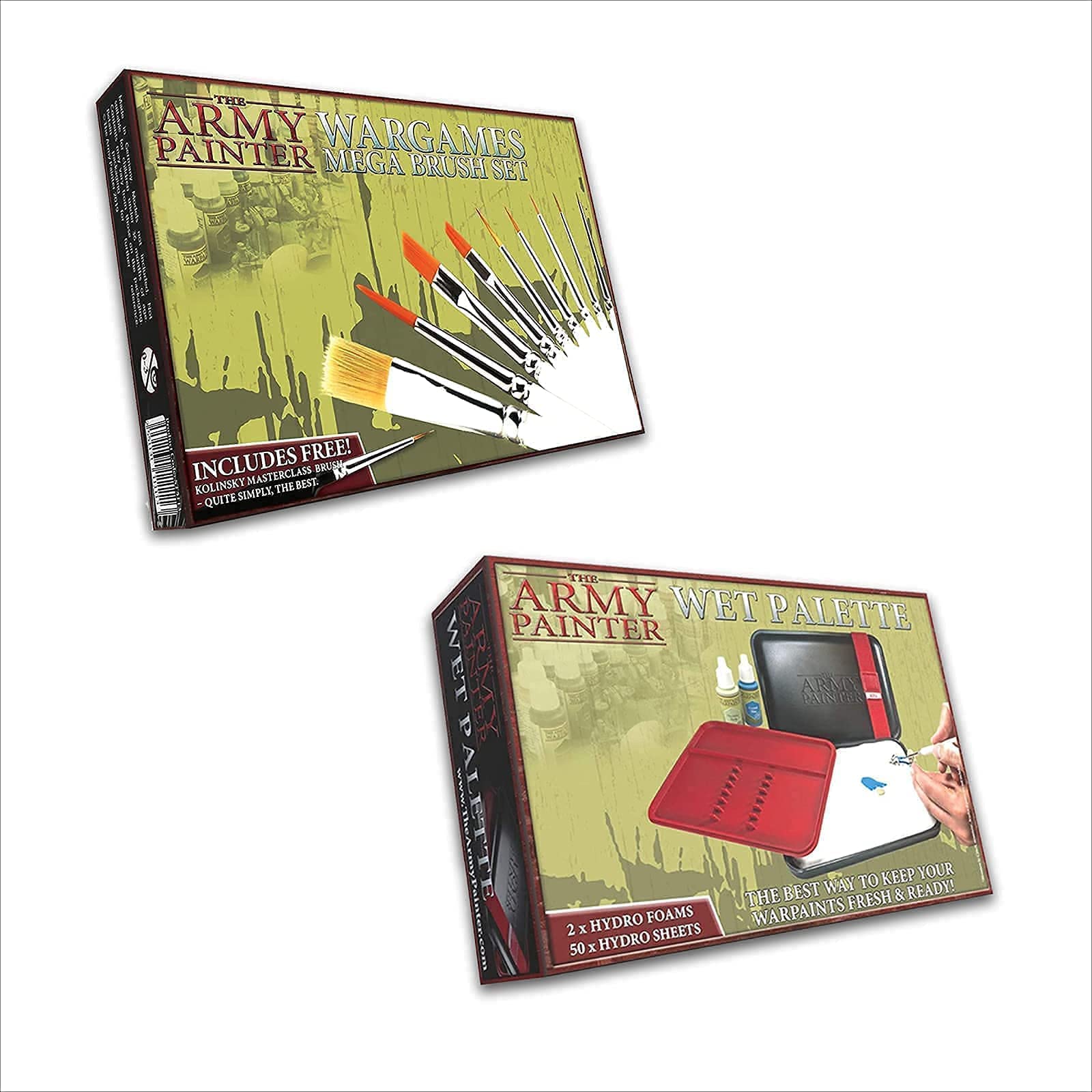 The Army Painter - Premium 10-Piece Miniature Paint Brush Set with Free Kolinsky Sable Masterclass Brush, Wet Palette, 50 Sheets & 2 Sponges - Perfect for Warhammer, D&D, and Tabletop Miniature Painting