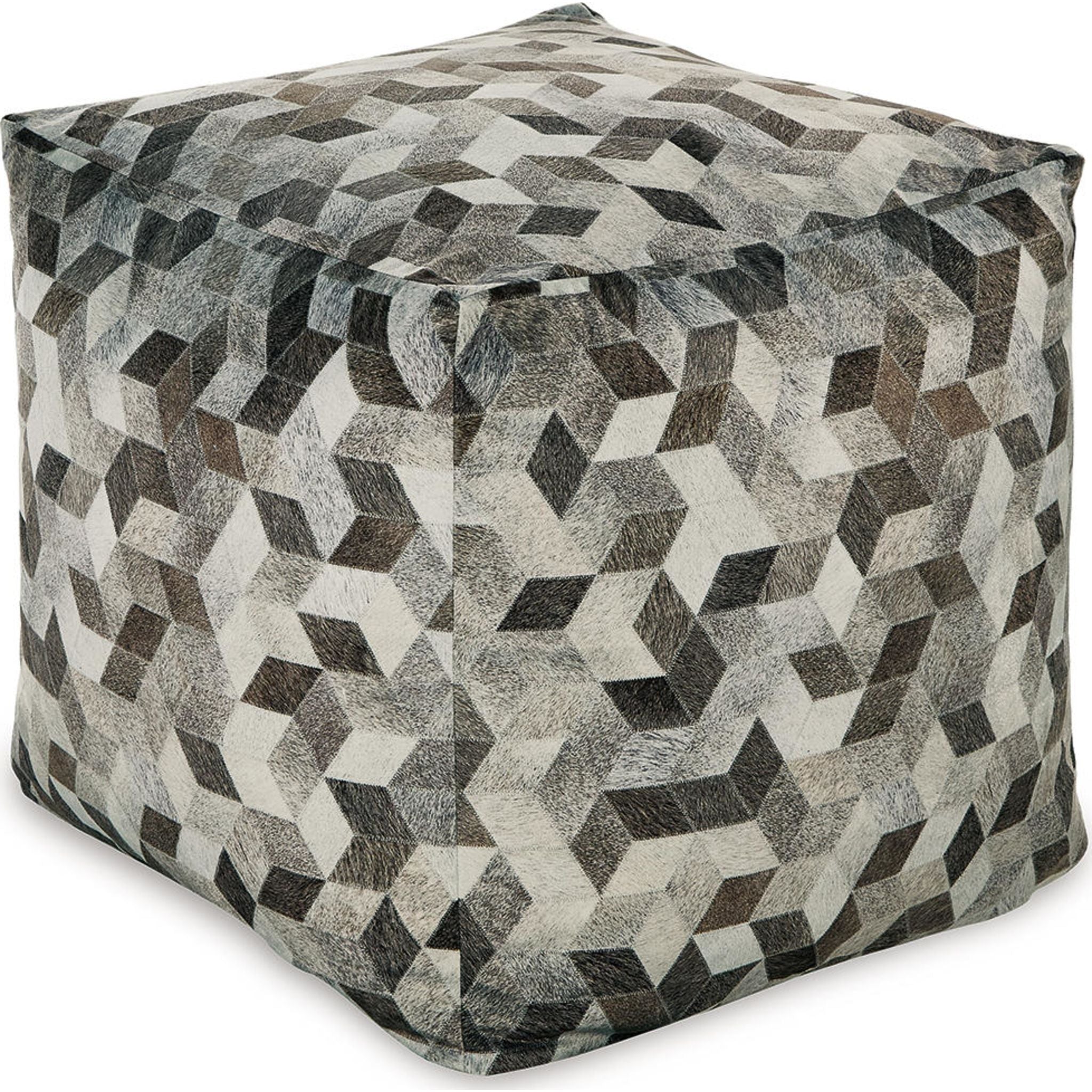 Albemarle Pouf Ottoman - Soft Gray/Brown Modern Footrest & Extra Seating for Living Room, Bedroom, or Nursery