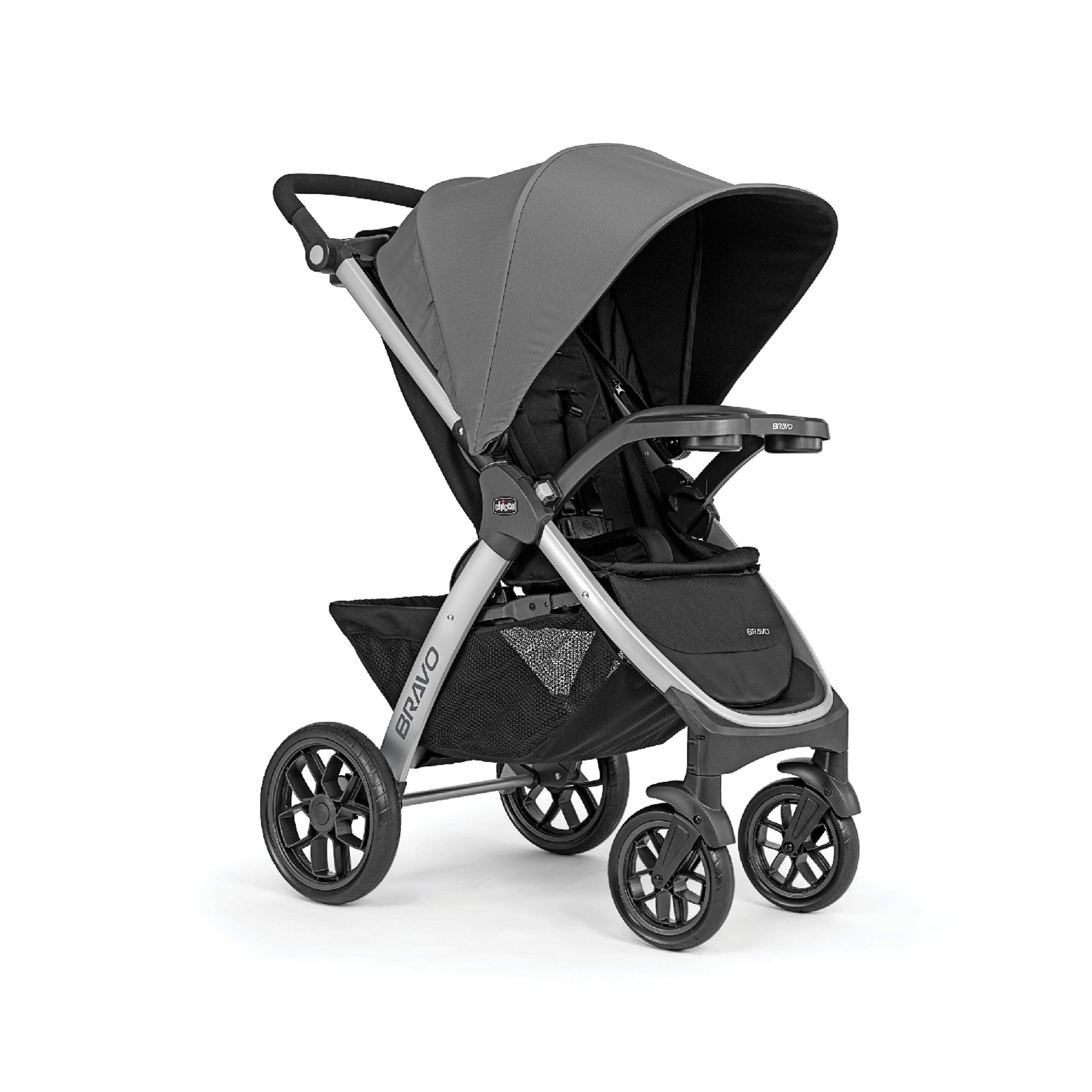Chicco Bravo 3-in-1 Trio Travel System - Lightweight Quick-Fold Stroller with KeyFit 30 Infant Car Seat & Base | Camden/Black | Perfect for Newborns, Toddlers & Family Travel