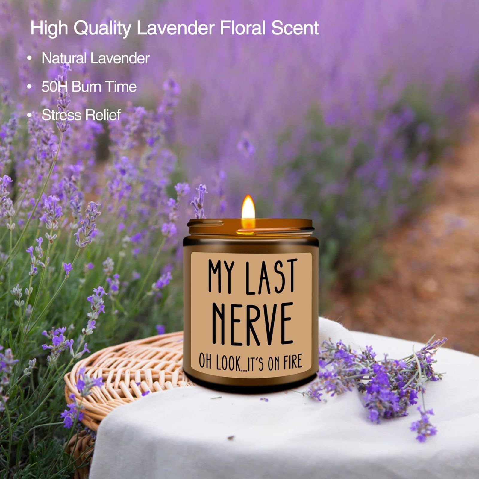Funny Lavender Scented Candle - Unique Birthday Gift for Women, Best Friend, Mom, Sister, BFF | Relaxing Aromatherapy Candle for Stress Relief, Home Decor & Friendship Gifts