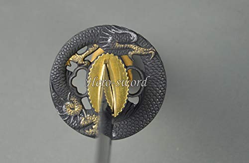 Handmade T1060 High Carbon Steel Japanese Tanto Sword with Dragon Tsuba - Full Tang, Razor Sharp Blade - Perfect for Martial Arts Training, Cosplay, and Collectors Display