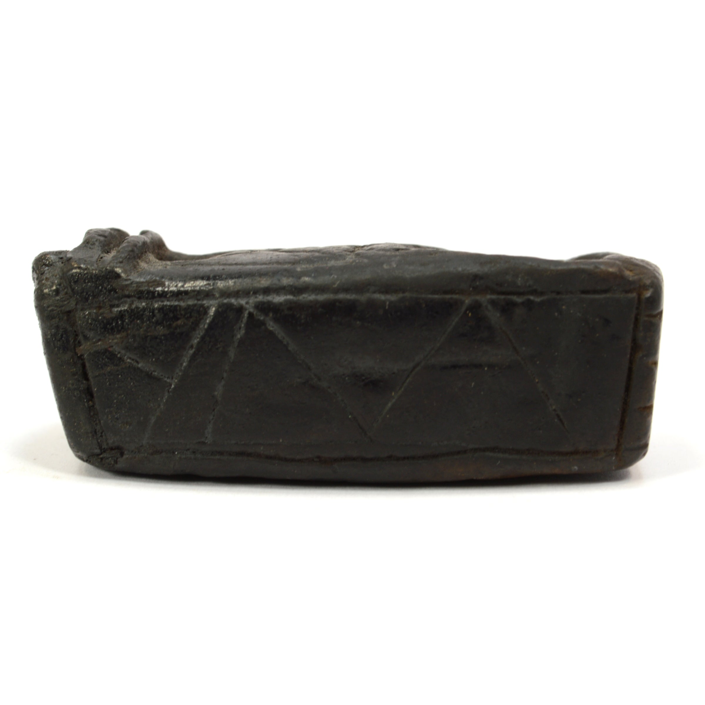 Ancient Steatite Smoking Pipe with Primitive Effigy & Intricate Incised Symbols - Unique Handcrafted Artifact for Collectors & Ritual Use