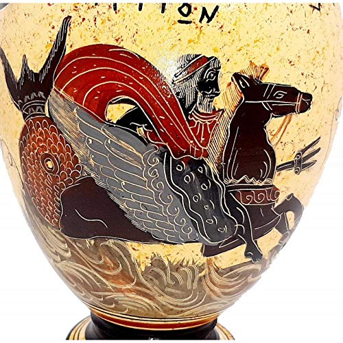 Ancient Greek Pottery Vase 26cm - Handcrafted Zeus, Leda & Triton Design - Ceramic Art Decor for Home, Office & Wedding Centerpieces