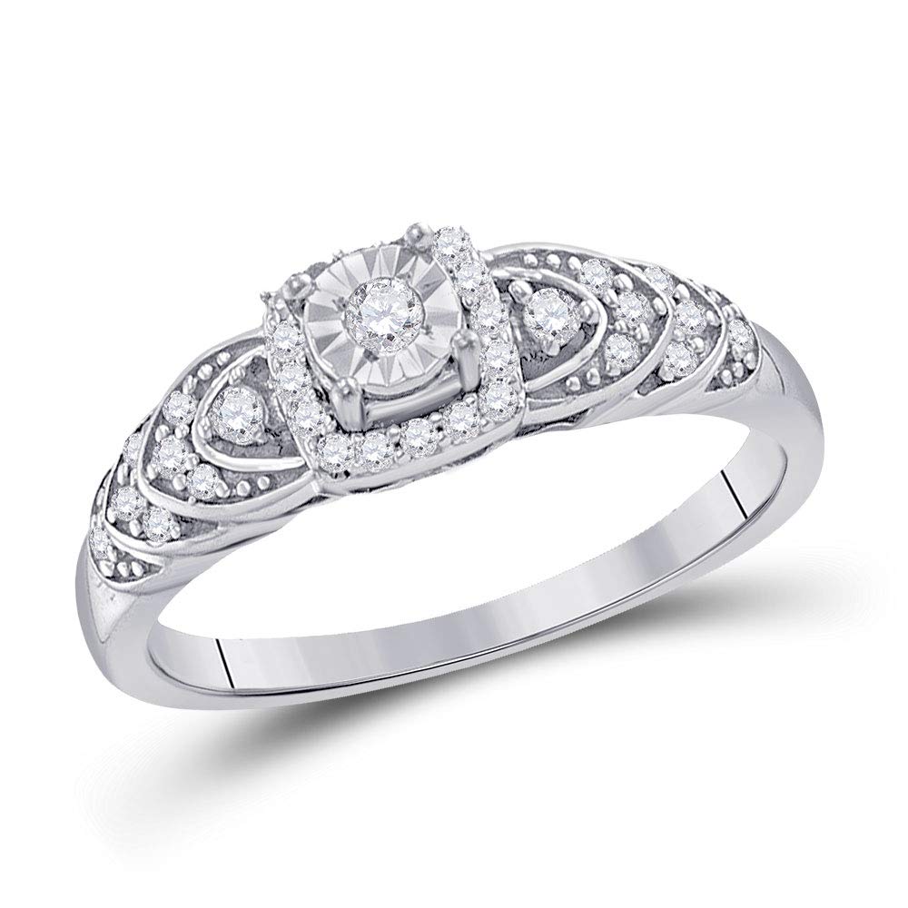 Sterling Silver Round Diamond Heart Bridal Wedding Engagement Ring 1/5 Cttw - Perfect for Proposals, Anniversaries & Romantic Gifts