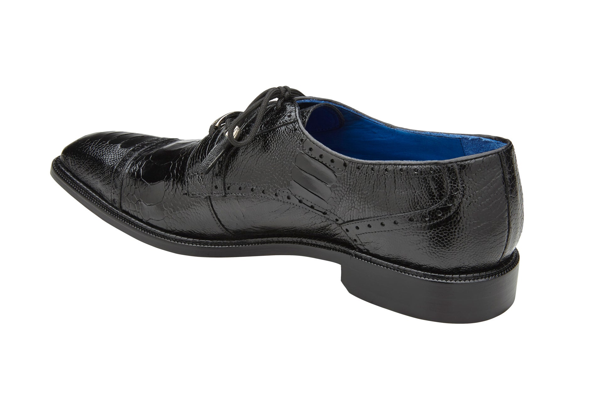 Belvedere Batta Genuine Ostrich Leather Dress Shoes for Men - Black (14006) | Premium Business & Formal Occasion Footwear