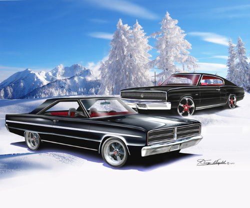 Danny Whitfield Mopar on Ice Art Print Poster - 16x20 Inches Vintage Car Wall Decor - Perfect for Garage, Man Cave & Automotive Enthusiast Gifts