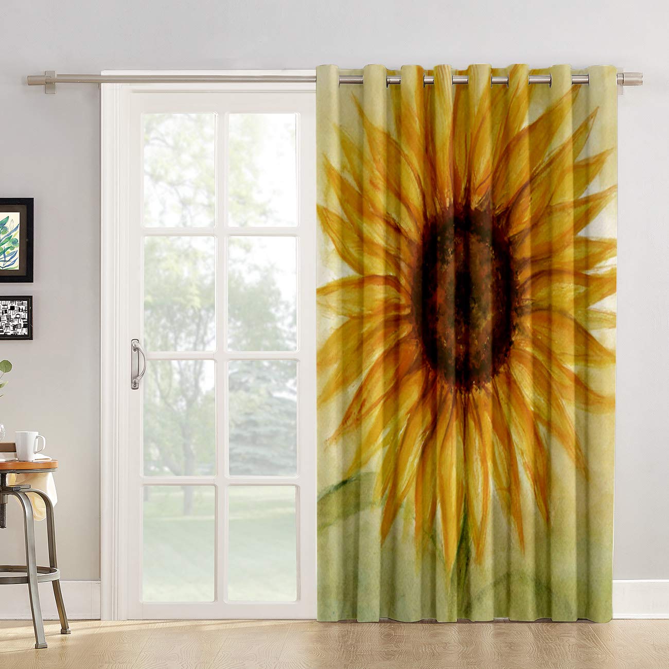 Futuregrace Blackout Curtains - Sunflower Pattern Window Treatments for Living Room & Bedroom, 52x63 Inch Thermal Insulated Drapes for Sliding Glass Doors - Perfect for Home Office Decor & Light Blocking (Use in Nurseries, Theaters, or Shift Workers' Rooms)