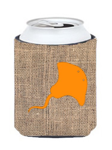 CoolCookware Stingray Burlap & Orange Can Hugger - Insulated Beverage Sleeve for Beer Bottles, Soda Cans, Energy Drinks - Perfect for Parties, BBQs, and Outdoor Events