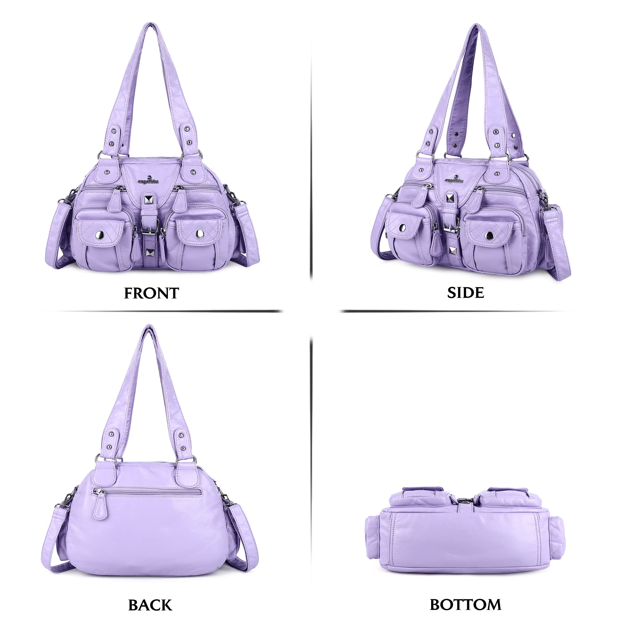 Angel Kiss Women's Soft Leather Hobo Crossbody Shoulder Bag with Removable Strap & Multiple Pockets - Perfect for Work, Travel, and Everyday Use
