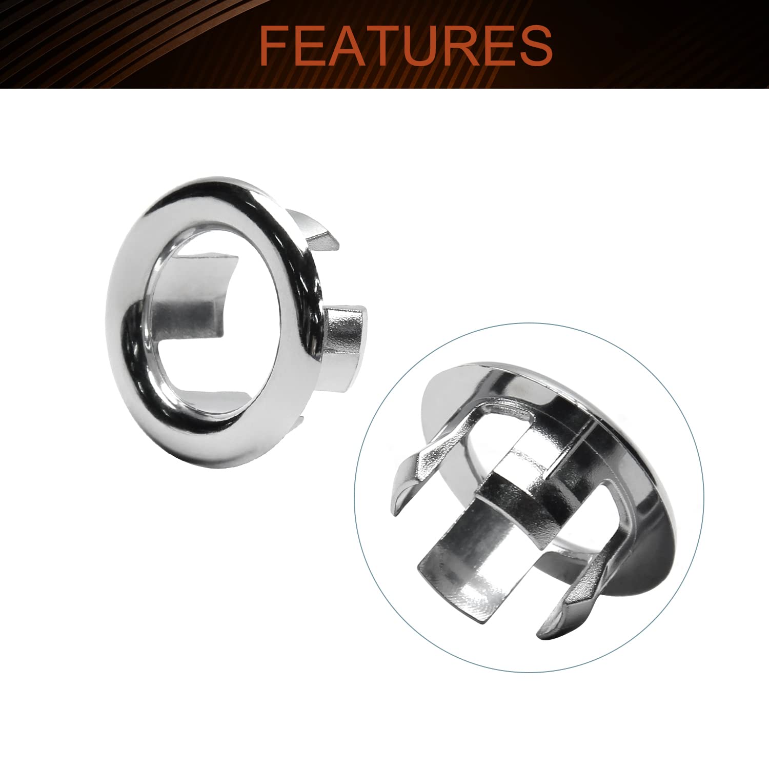 MroMax 6 Pack Silver Sink Overflow Cover Ring - Bathroom & Kitchen Sink Basin Trim, Round Hole Insert, Hollow Ring Caps for Home & Hotel Use - Perfect for Leak Prevention & Drain Protection in Bathrooms, Kitchens & Commercial Spaces