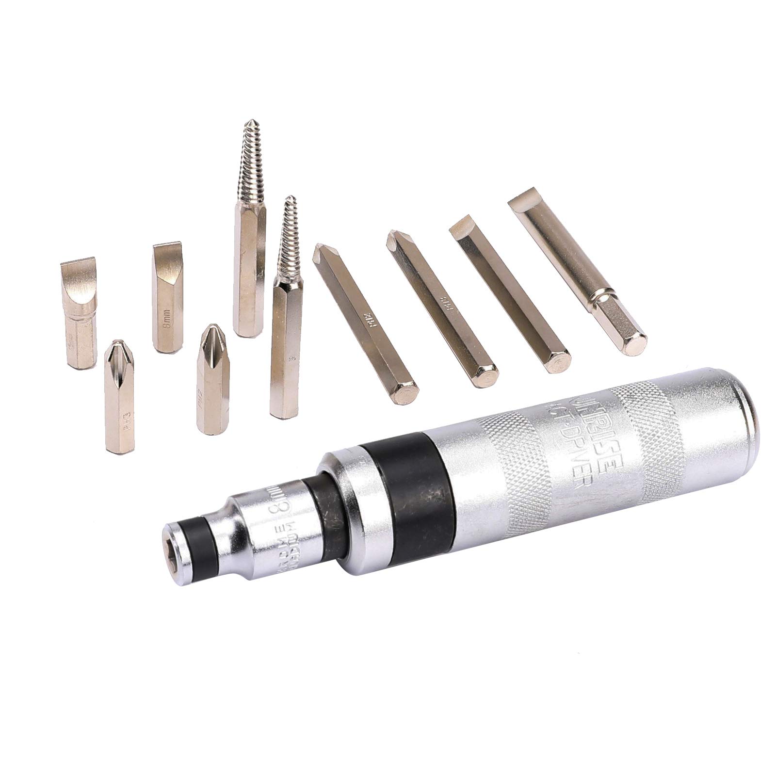 12-Piece Impact Screwdriver Set with Hammer Tool & Multiple Bits - Perfect for Automotive Repairs, DIY Projects, and Home Maintenance