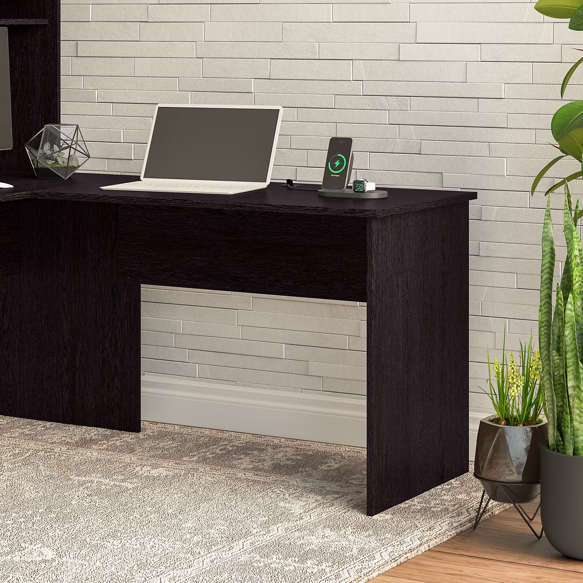 Bush Furniture Cabot 42-Inch Wide L-Shaped Computer Desk with Hutch in Espresso Oak Finish - Home Office Workstation for Small Spaces, Gaming & Remote Work Setup