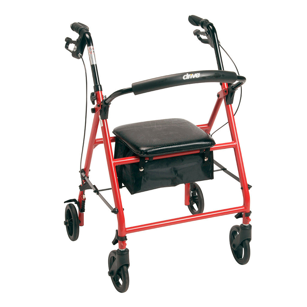 Steel Rollator Walker with 6 Inch Wheels | Foldable Mobility Aid for Seniors & Adults | Indoor & Outdoor Use for Shopping, Travel & Recovery