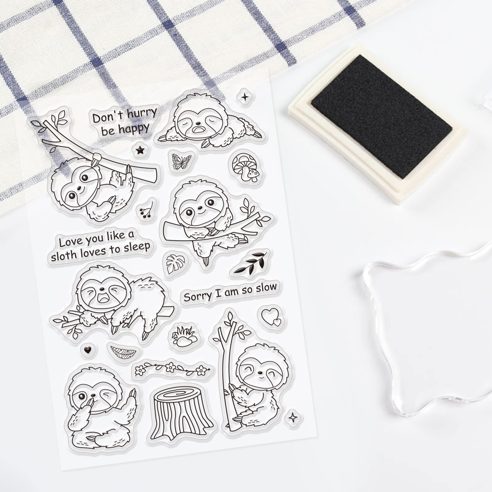 GLOBLELAND Sloth Silicone Clear Stamps - Cute Animal Transparent Rubber Stamps for DIY Scrapbooking, Card Making, Photo Albums & Paper Crafts - Perfect for Birthday Cards, Valentine's Day Decorations & Handmade Gifts