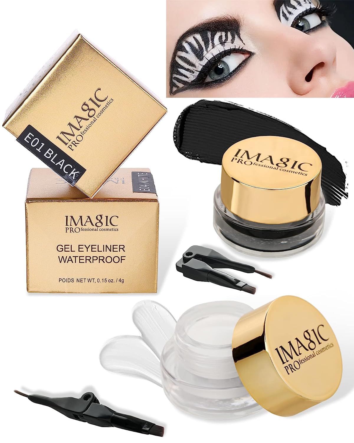 COSLUXE IMAGIC Gel Eyeliner - Long Lasting Waterproof Matte Eyeliner Cream with High-Intensity Pigments, Smudge-Proof Eye Makeup for Women & Girls (Black) | Perfect for Daytime Office Look & Nighttime Party Makeup