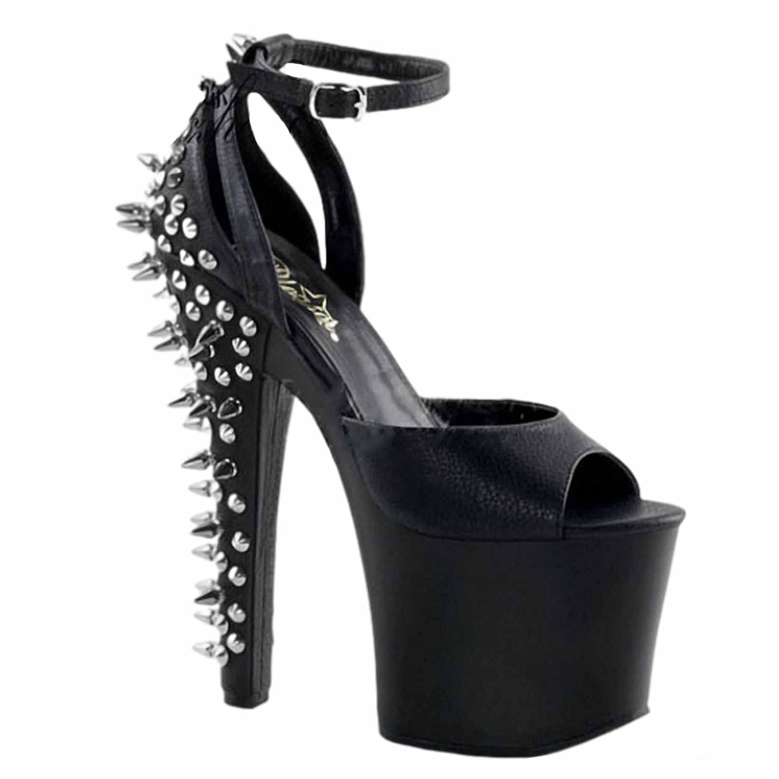FEIPiBAO Women's Sexy Black Platform Sandals - 6.69 Inch High Heels, Open Toe Pole Dance Shoes, Size 8.5 | Perfect for Nightclubs, Performances & Sensual Dancing
