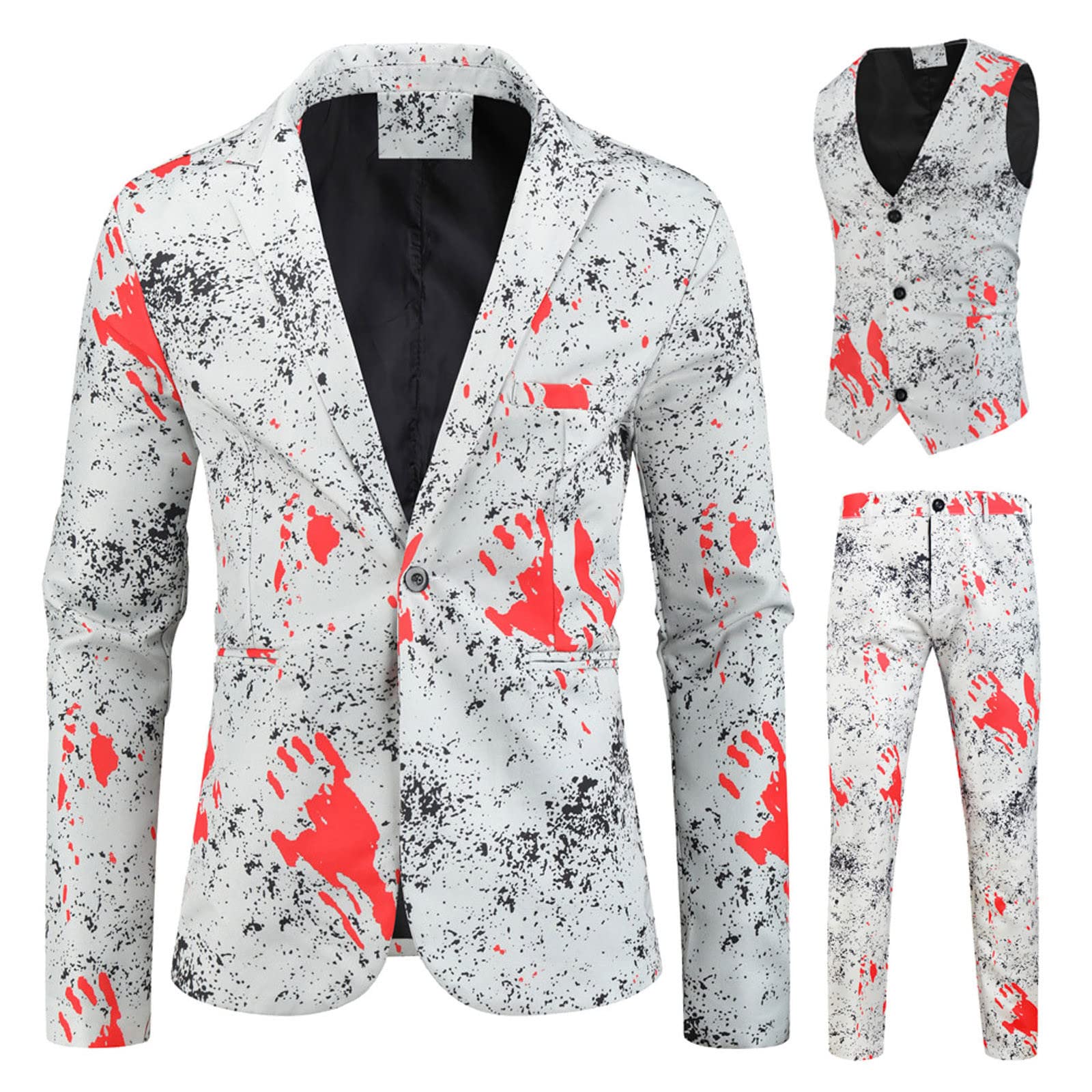 Men's 2-Piece Printed Suit Set - Breathable Coat Vest & Pants for Work & Casual Wear | Comfortable Fashion Outfit for Office, Travel & Daily Use