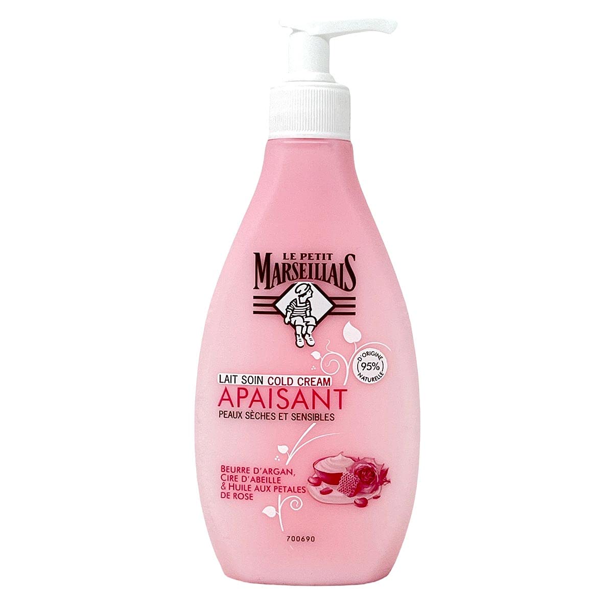 Le Petit Marseillais Milk Cold Cream with Argan Butter & Beeswax - 250ml | Nourishing Body Lotion with Rose Petal Oil for Dry Skin | Perfect for Daily Moisturizing & Nighttime Skincare Routine
