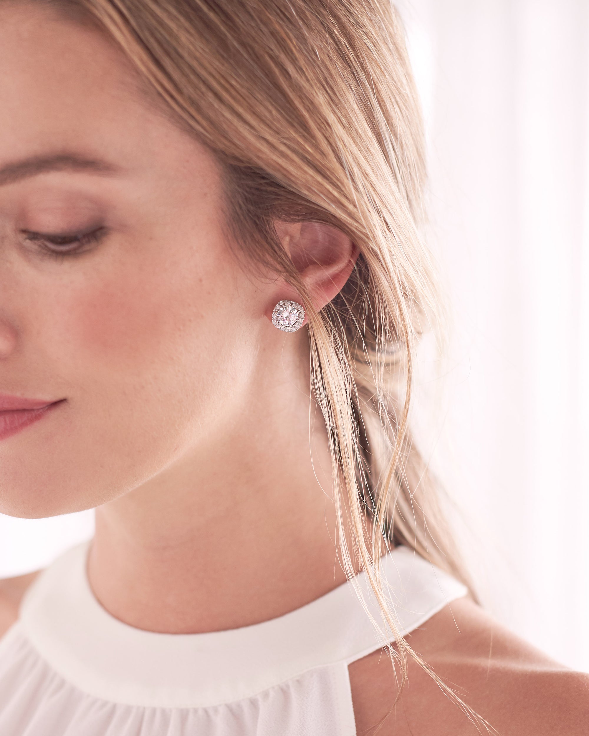 Isla Halo CZ Stud Earrings for Women - Sparkling Cubic Zirconia Studs for Everyday Wear & Special Occasions