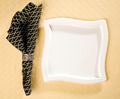 Koyal 9.75-Inch Square White Dinner Plates - Set of 120 - Elegant Wave Design for Restaurants, Catering & Home Dining - Dishwasher Safe Dinnerware