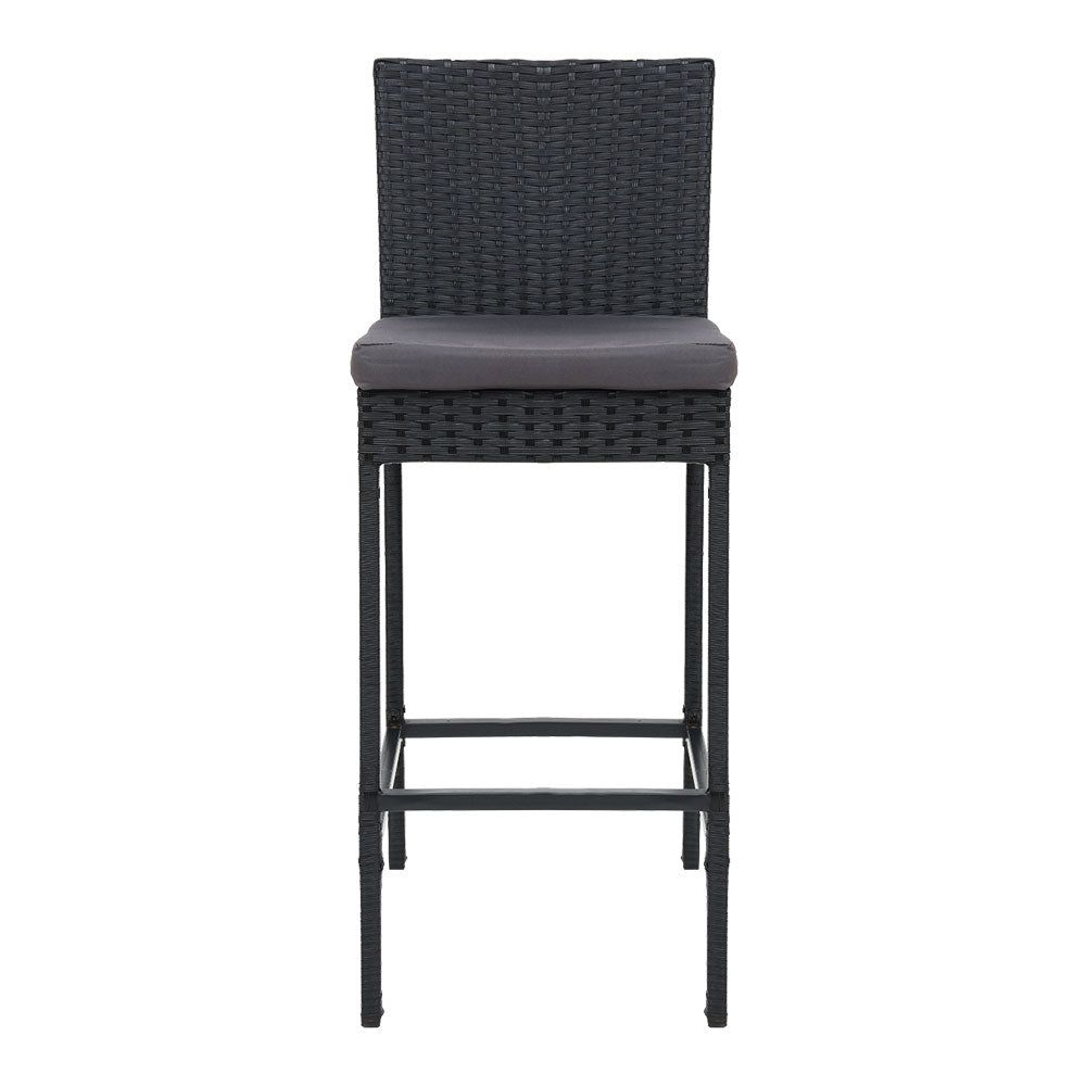 Gardeon Set of 2 Outdoor Bar Stools - Wicker Dining Chairs for Patio, Garden, Poolside & Backyard - Weather-Resistant Rattan Furniture for Outdoor Entertaining