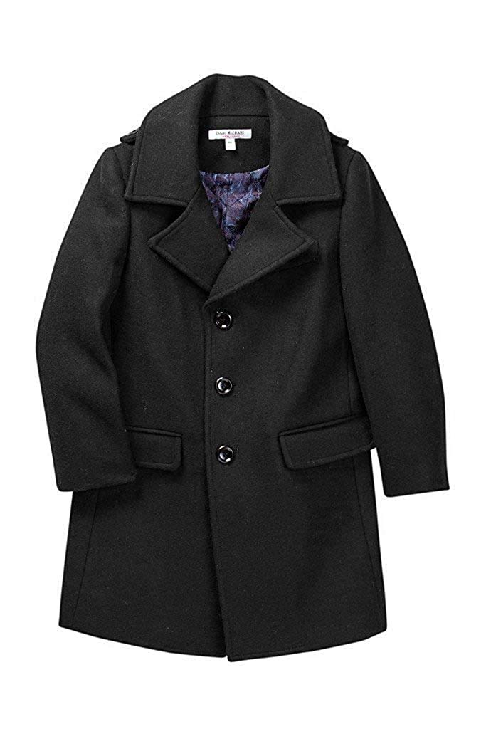 Isaac Mizrahi Boys' Single-Breasted Wool Overcoat with Epaulets - Classic Winter Coat for Kids in Multiple Colors | Perfect for School, Parties & Formal Events