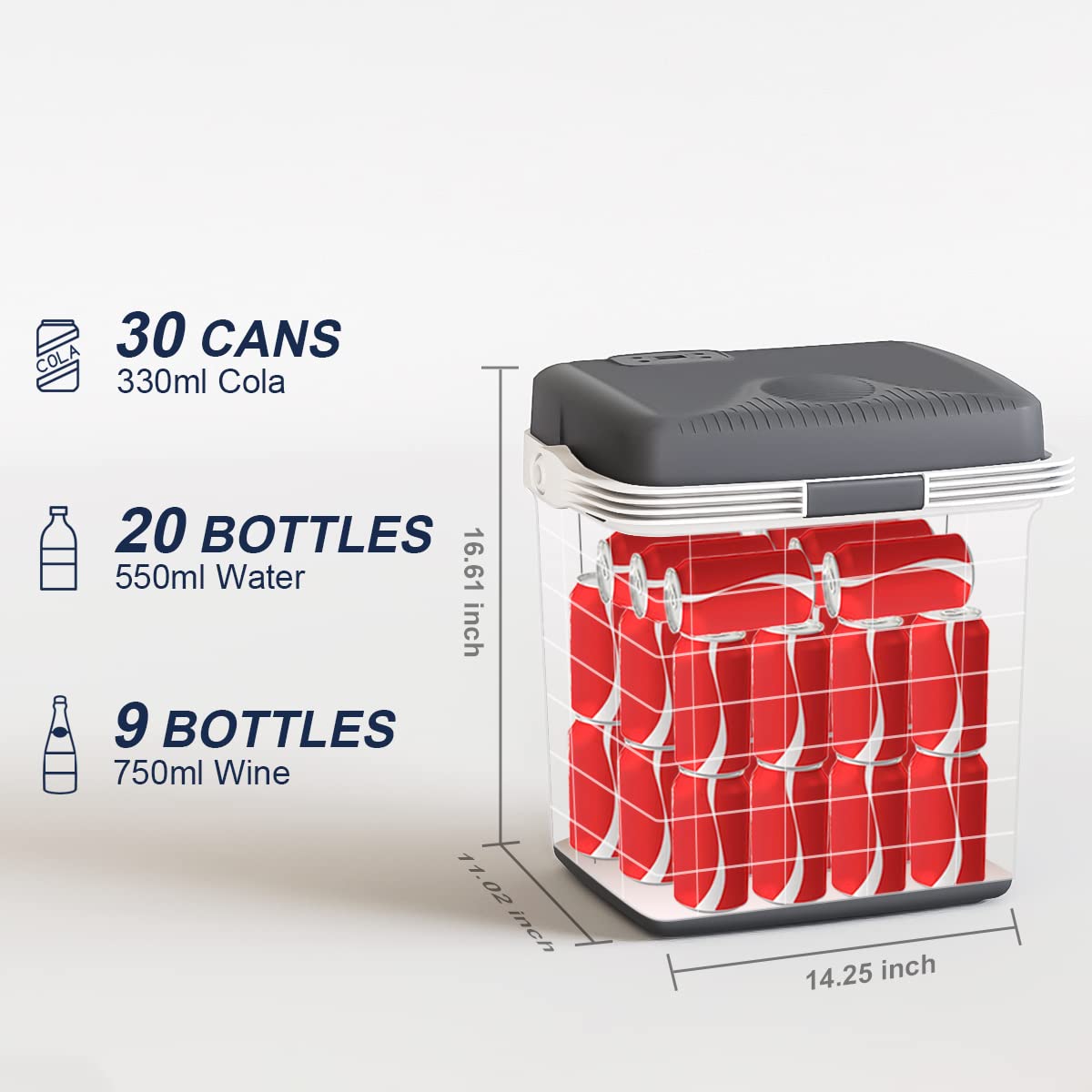 TREFAN 28QT/26L Portable Electric Cooler & Warmer for Car (48°F~139°F) - 12V AC/DC Car Fridge for Travel, Camping, Truck & Road Trips - Compact Vehicle Refrigerator for Food, Drinks & Picnics