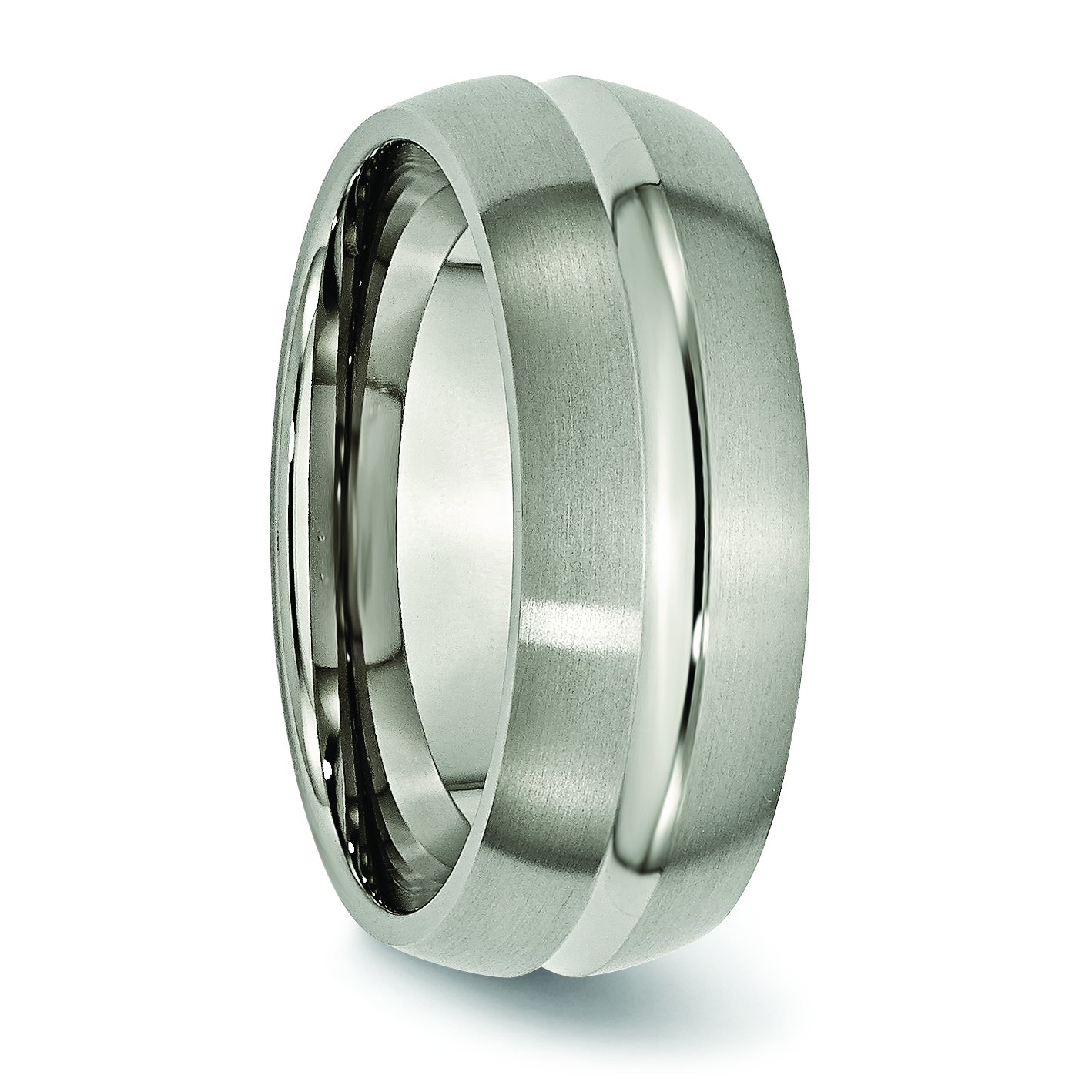 Men's Titanium Wedding Band Ring - 8mm Brushed & Polished Grooved Design - Durable & Comfortable for Everyday Wear - Perfect for Engagement, Anniversary & Special Occasions
