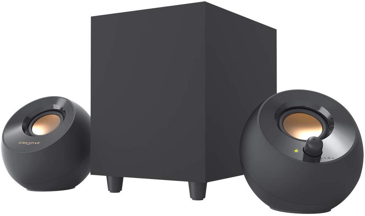 Creative Pebble Plus 2.1 USB Powered Computer Speakers with Down-Firing Subwoofer | High-Quality Audio for PC, Laptop, Gaming & Home Office Setup | Compact Desktop Sound System for Music, Movies & Video Calls (Black)