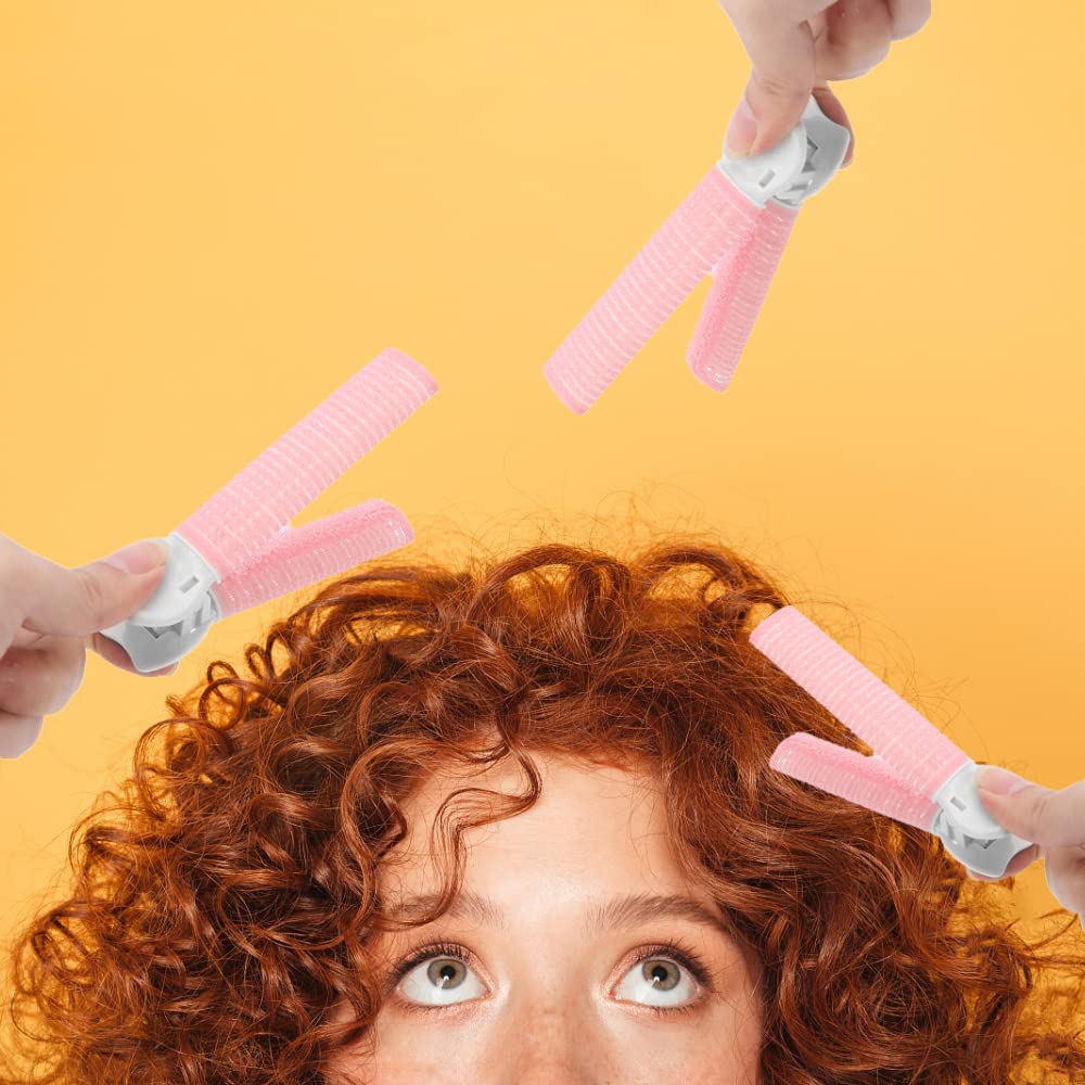 2 Pcs Volumizing Hair Clips for Women - Root Lift Curler Clips for Fluffy Hair, DIY Styling Tool for Curly & Wavy Hair (Pink) - Perfect for Home, Salon & Party Hairstyles