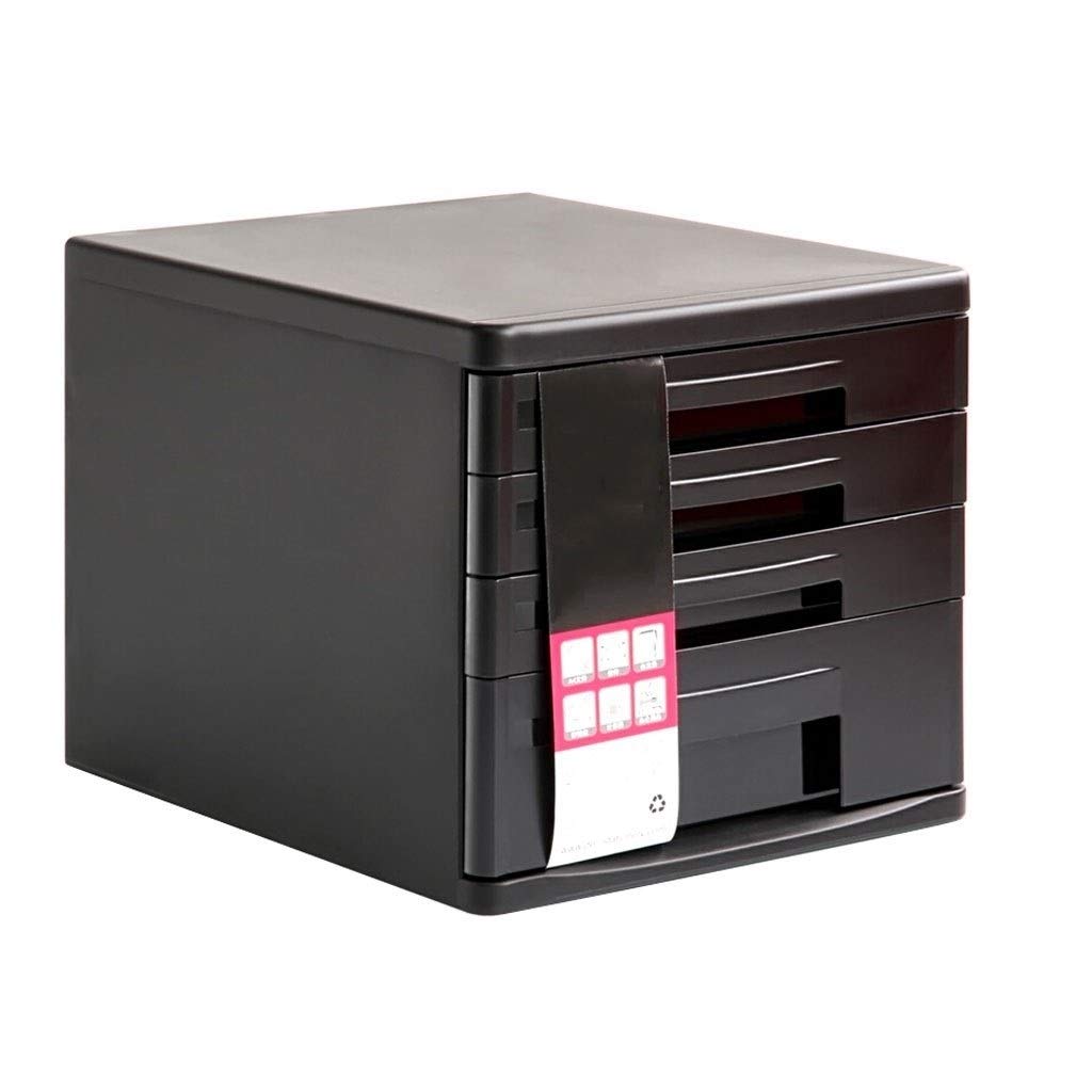 ZLASS 4-Layer Black File Storage Box - Desktop File Cabinet & Organizer with Drawers for Office, Home, School - Perfect for Organizing Documents, Stationery & Office Supplies