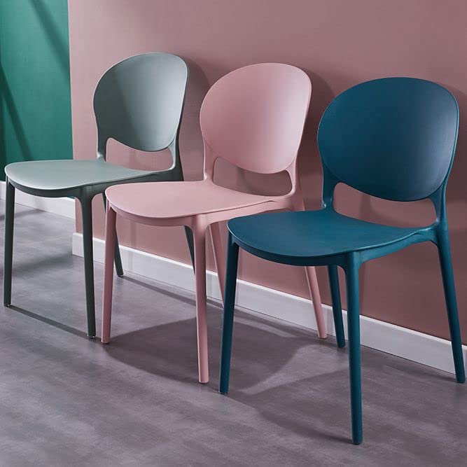 Mid Century Modern Dining Chairs - Stackable Plastic Armless Side Chairs for Kitchen, Dining Room & Living Room | Open Back Design | Blackish Green (Set of 1) | Perfect for Small Spaces & Contemporary Home Decor